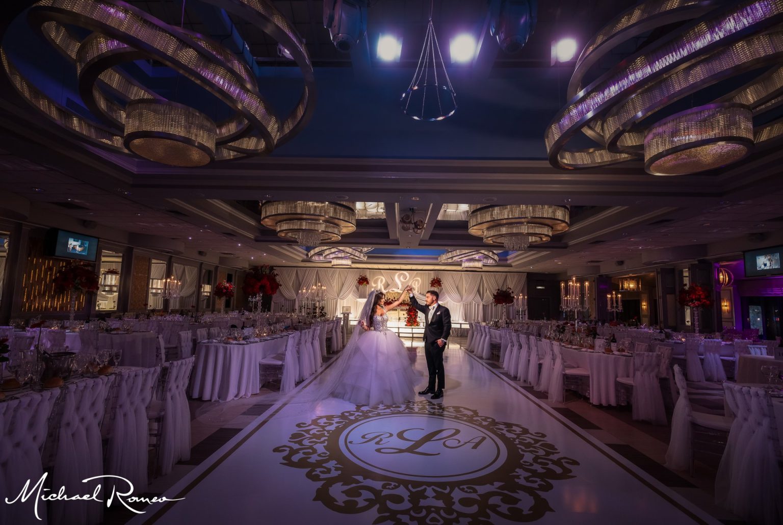 A couple celebrating in the Encore Ballroom